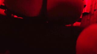 Eyes covered V-card Slave humped rigid in the sling