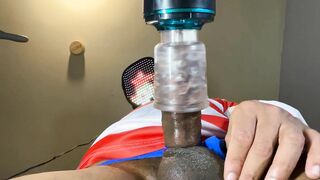 Automasturbator Masturbates Out A Bellowing Cumshot From Masked Man