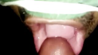 Fellating big black cock at night bar soiree