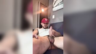 Youthful boy with monstrous pecker takes out a yam-sized load of jizm
