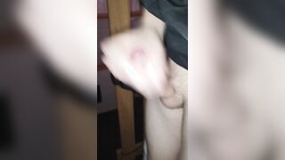A femboy wanking and wailing while nutting on his micro-mini-skirt and top of femboy