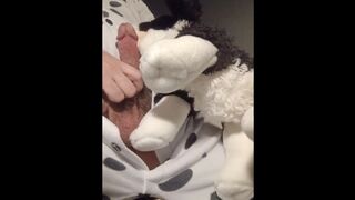Border Collie Plushie Licks And Makes Onesie Pubby Jizz!