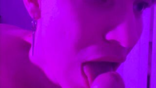 I tickle frenulum with my tongue and do fellatio, cum in my jaws a pile of spunk and bellows. ASMR