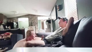 Twink blowing and riding beefstick