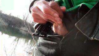 Jon Arteen takes his youngster boner outside, pees in a lake and suddenly feels the urge to jack