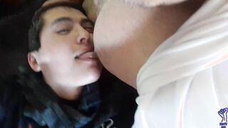 Suckling on Step-fathers Bra-stuffers while home alone