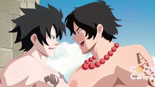 Ace and Gray, 2 mates frictation their spears