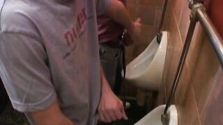 dudes meet up in rest room four wet penetrating